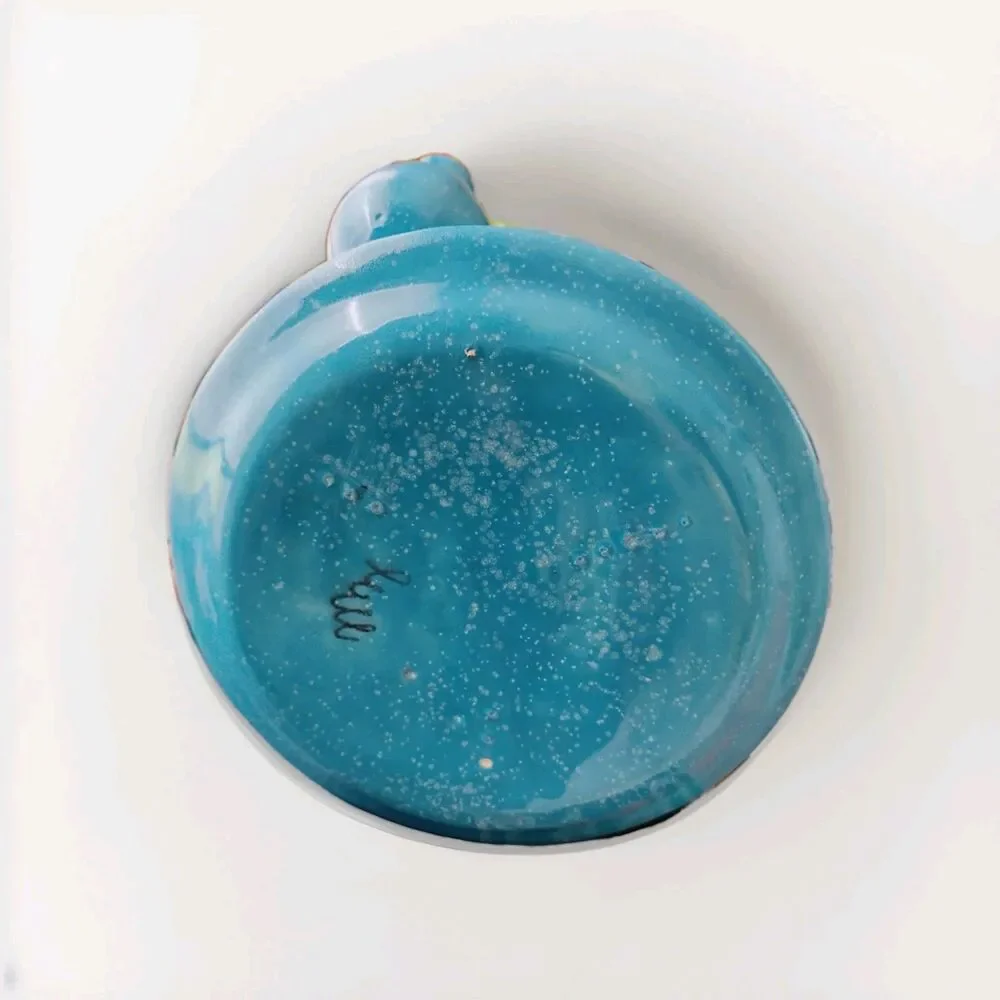 Mid-Century Style Speckled Turquoise Ceramic Teapot – Handcrafted Studio Pottery
